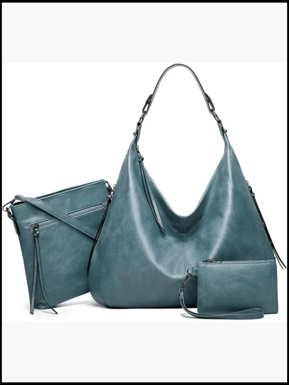 PU Leather Large Work Tote Bag with Matching Crossbody and Wallet Set Oversize